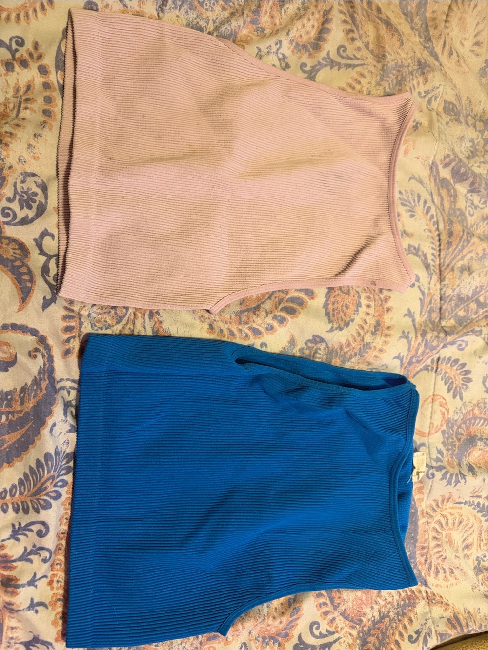 Cotton On Pink and Blue Ribbed Tank Tops